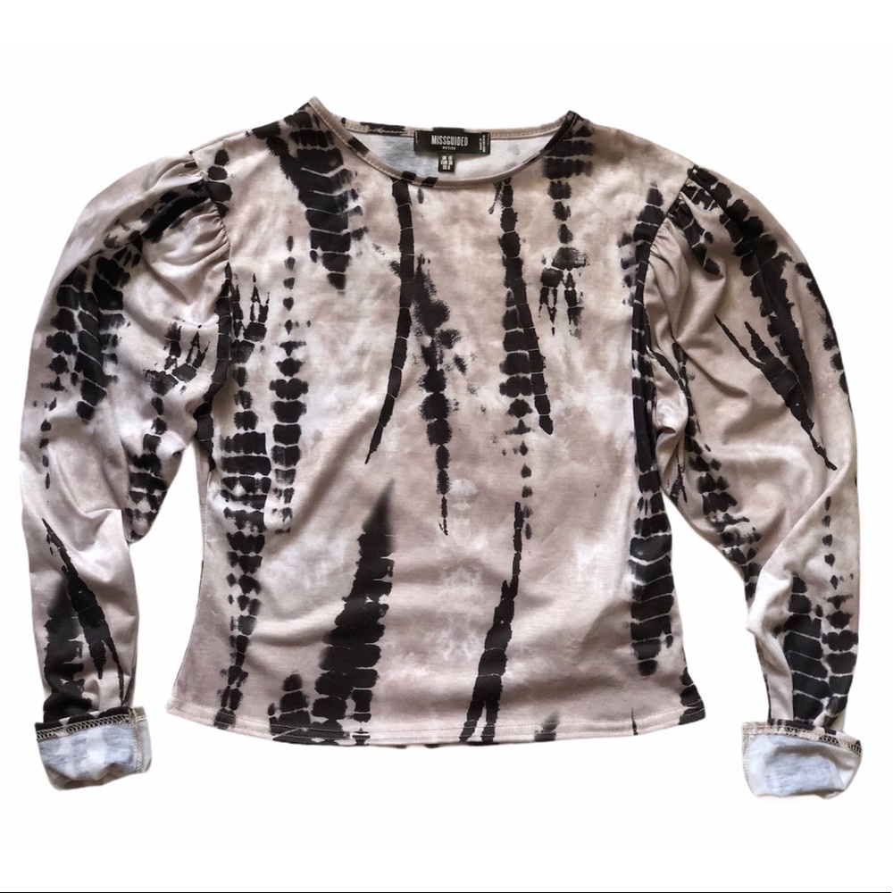 Missguided Tie Dye Puff Sleeve Blouse